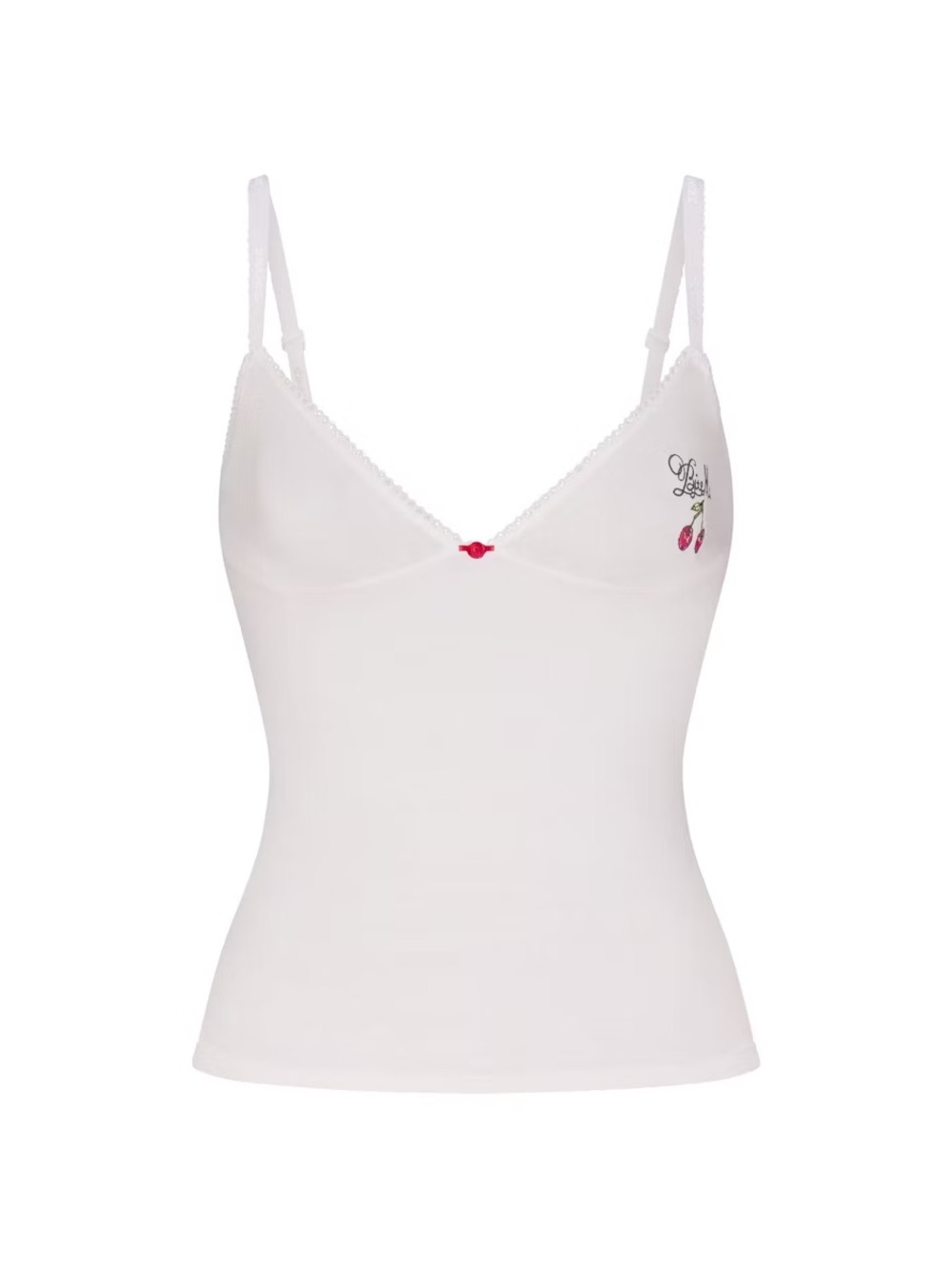 SKIMS Lightweight Cotton Logo Picot Cami & Boyshort Set – Snow Contrast – Size S - Picture 6 of 8